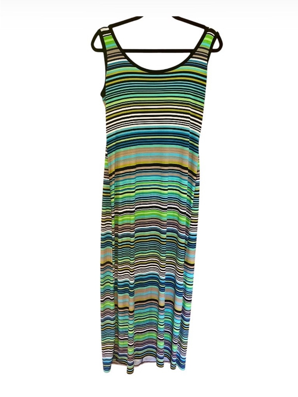 Striped Sleeveless Maxi Dress in Blue & Green-size 8. NWOT. Offer !!!